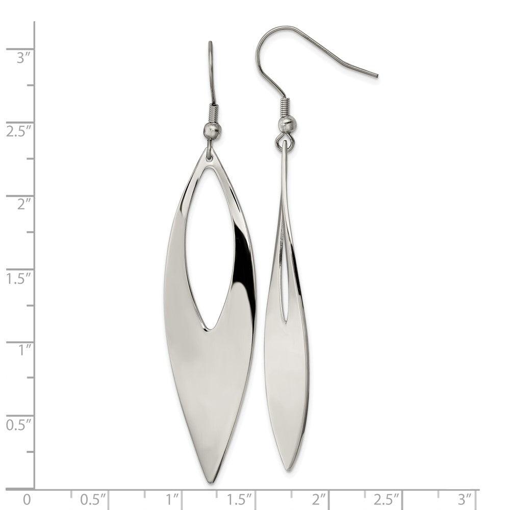 Chisel Stainless Steel Polished Dangle Shepherd Hook Earrings