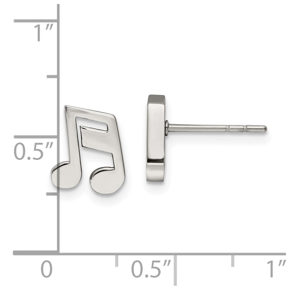 Chisel Stainless Steel Polished Music Note Post Earrings