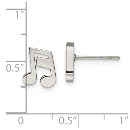 Chisel Stainless Steel Polished Music Note Post Earrings