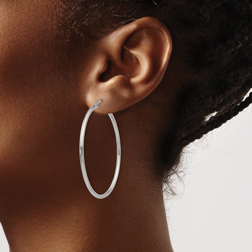 Chisel Stainless Steel Polished 37mm Diameter 2mm Hoop Earrings