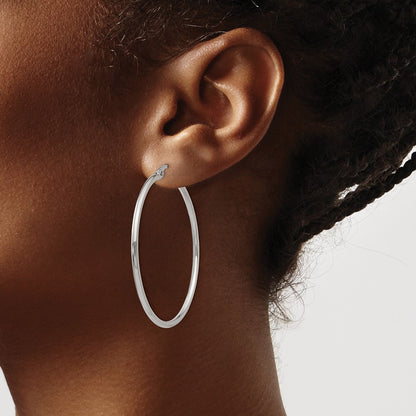 Chisel Stainless Steel Polished 37mm Diameter 2mm Hoop Earrings