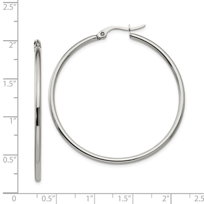 Chisel Stainless Steel Polished 37mm Diameter 2mm Hoop Earrings