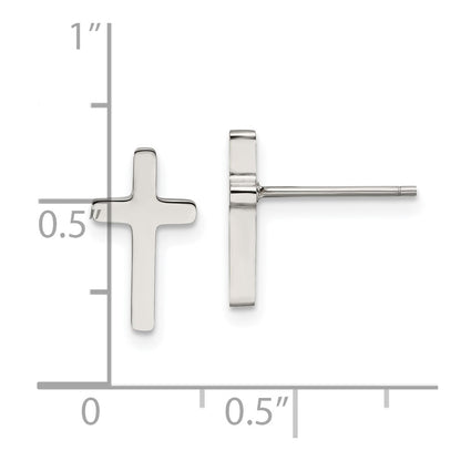 Chisel Stainless Steel Polished Cross Post Earrings