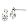 Chisel Stainless Steel Polished Cat with CZ Post Earrings