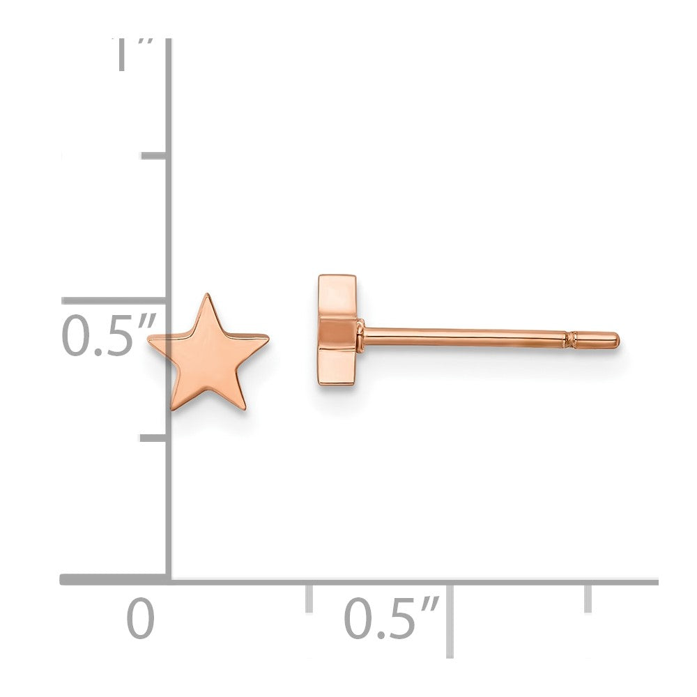 Chisel Stainless Steel Polished Rose IP-plated Star Post Earrings