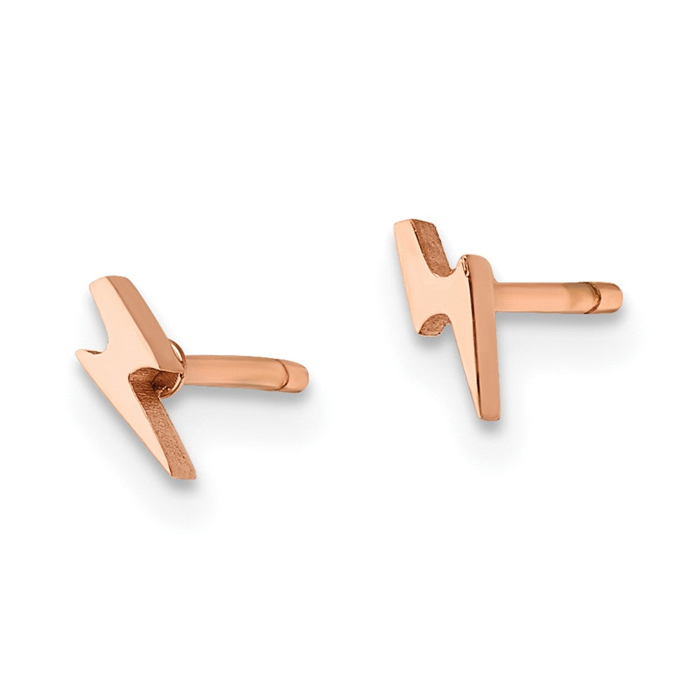 Chisel Stainless Steel Polished Rose IP-plated Lightning Bolt Post Earrings