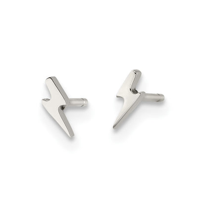 Chisel Stainless Steel Polished Lightning Bolt Post Earrings