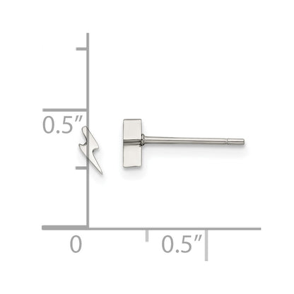 Chisel Stainless Steel Polished Lightning Bolt Post Earrings
