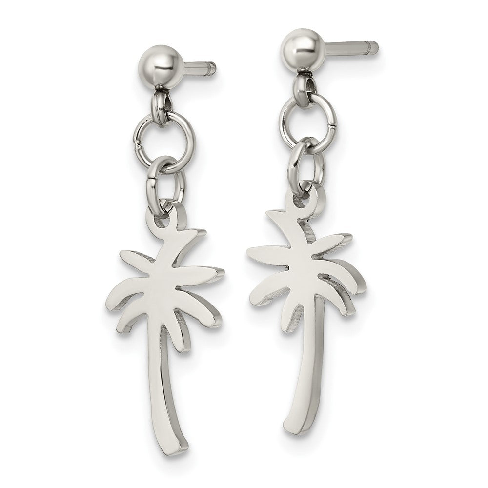 Chisel Stainless Steel Polished Palm Tree Post Dangle Earrings