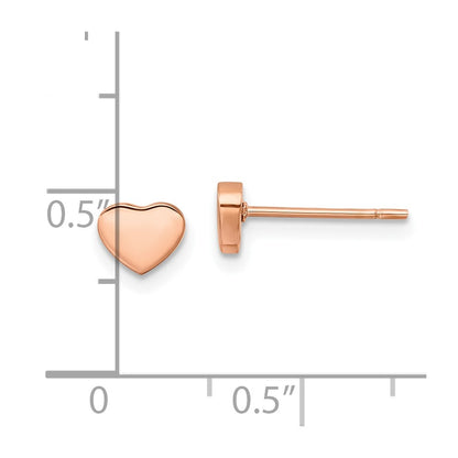 Chisel Stainless Steel Polished Rose IP-plated Heart Post Earrings