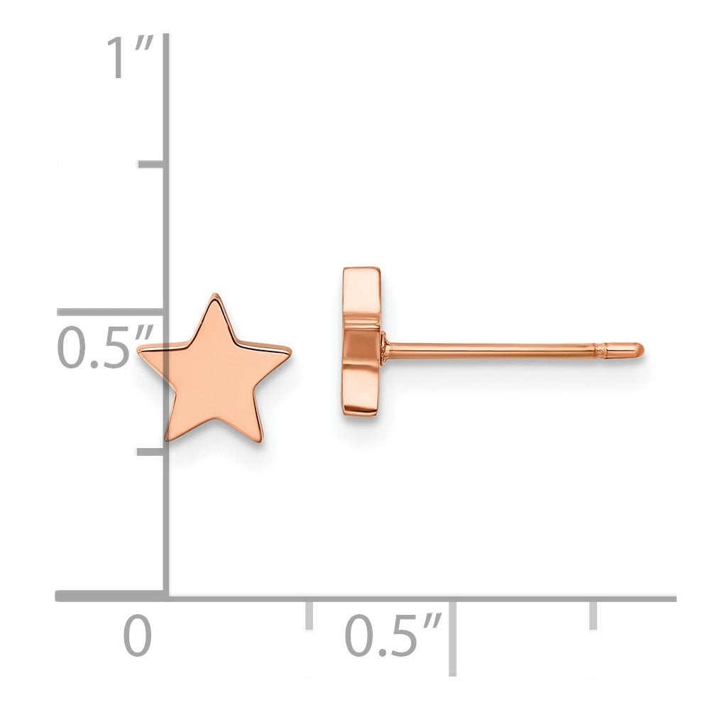 Chisel Stainless Steel Polished Rose IP-plated Star Post Earrings