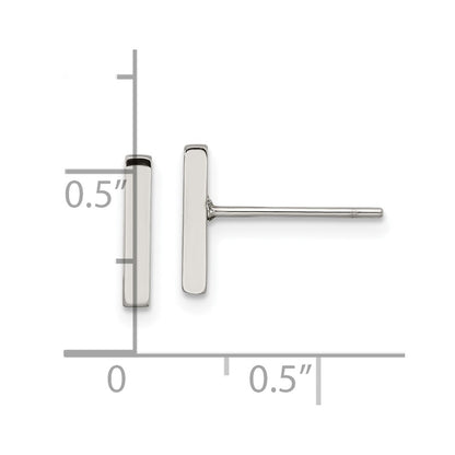 Chisel Stainless Steel Polished Bar Post Earrings