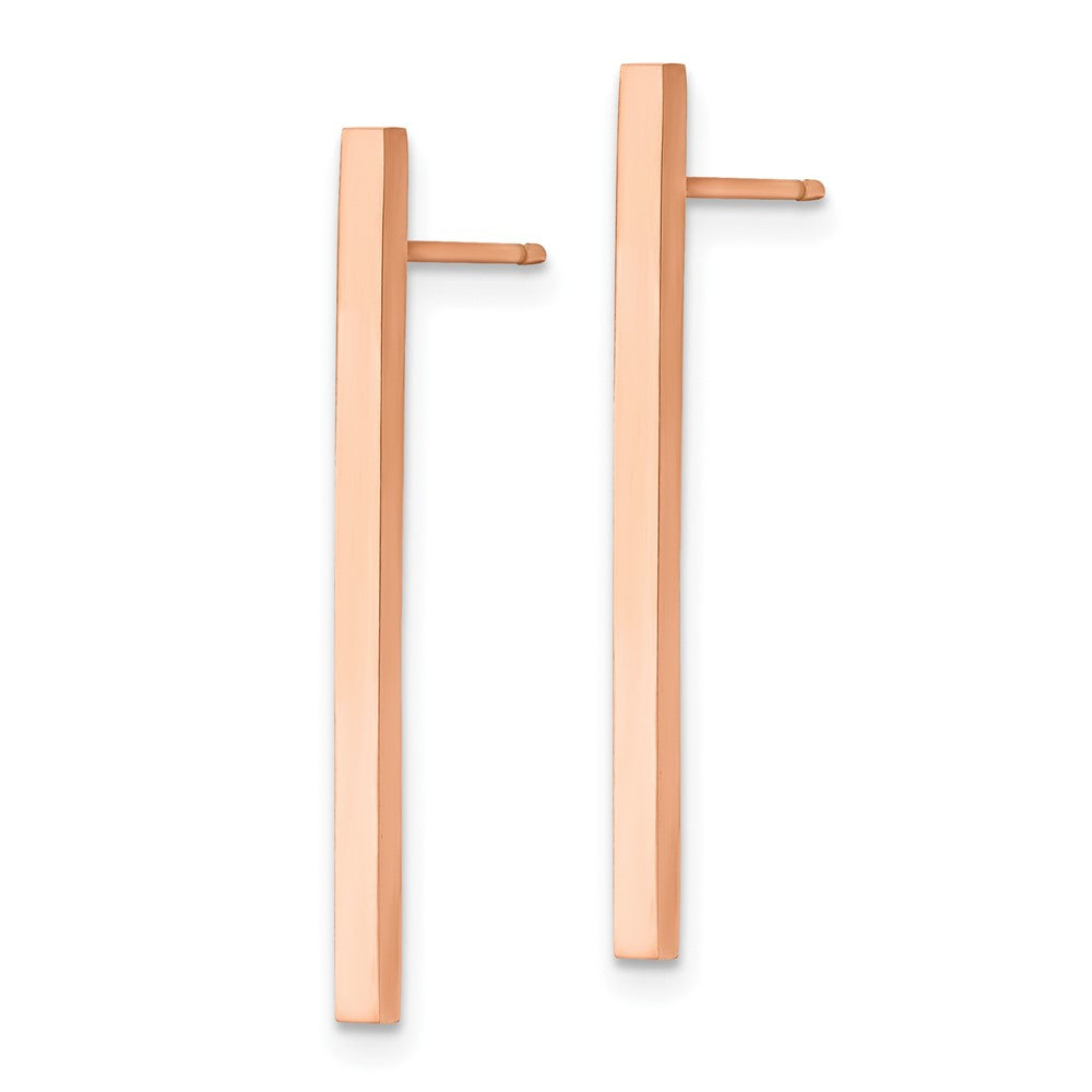 Chisel Stainless Steel Polished Rose IP-plated Bar Post Earrings