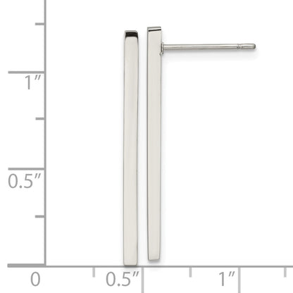 Chisel Stainless Steel Polished Bar Post Earrings
