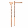 Chisel Stainless Steel Polished Rose IP-plated Dangle Bar Triangle Post Earrings