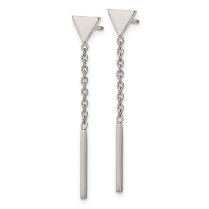 Chisel Stainless Steel Polished Dangle Bar Triangle Post Earrings