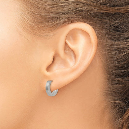 Chisel Stainless Steel Brushed and Polished 3mm Hinged Hoop Earrings