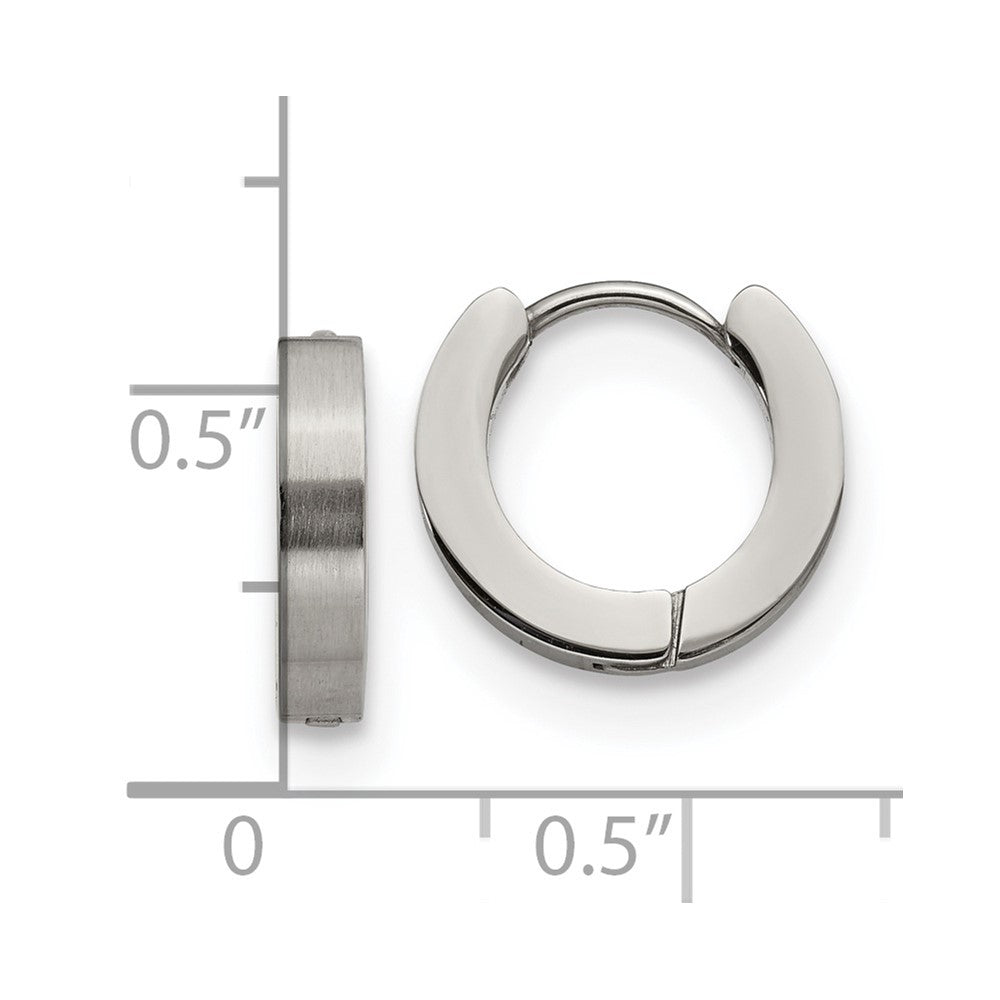 Chisel Stainless Steel Brushed and Polished 3mm Hinged Hoop Earrings