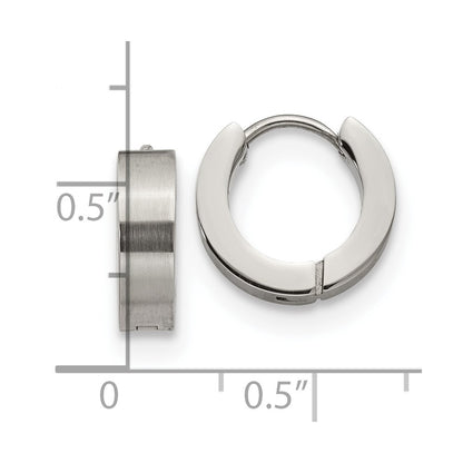 Chisel Stainless Steel Brushed and Polished 4mm Hinged Hoop Earrings