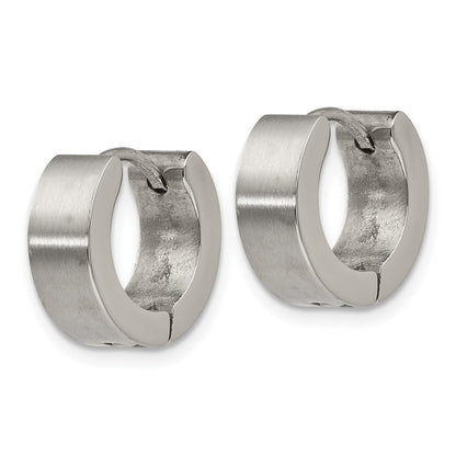 Chisel Stainless Steel Brushed and Polished 5mn Hinged Hoop Earrings