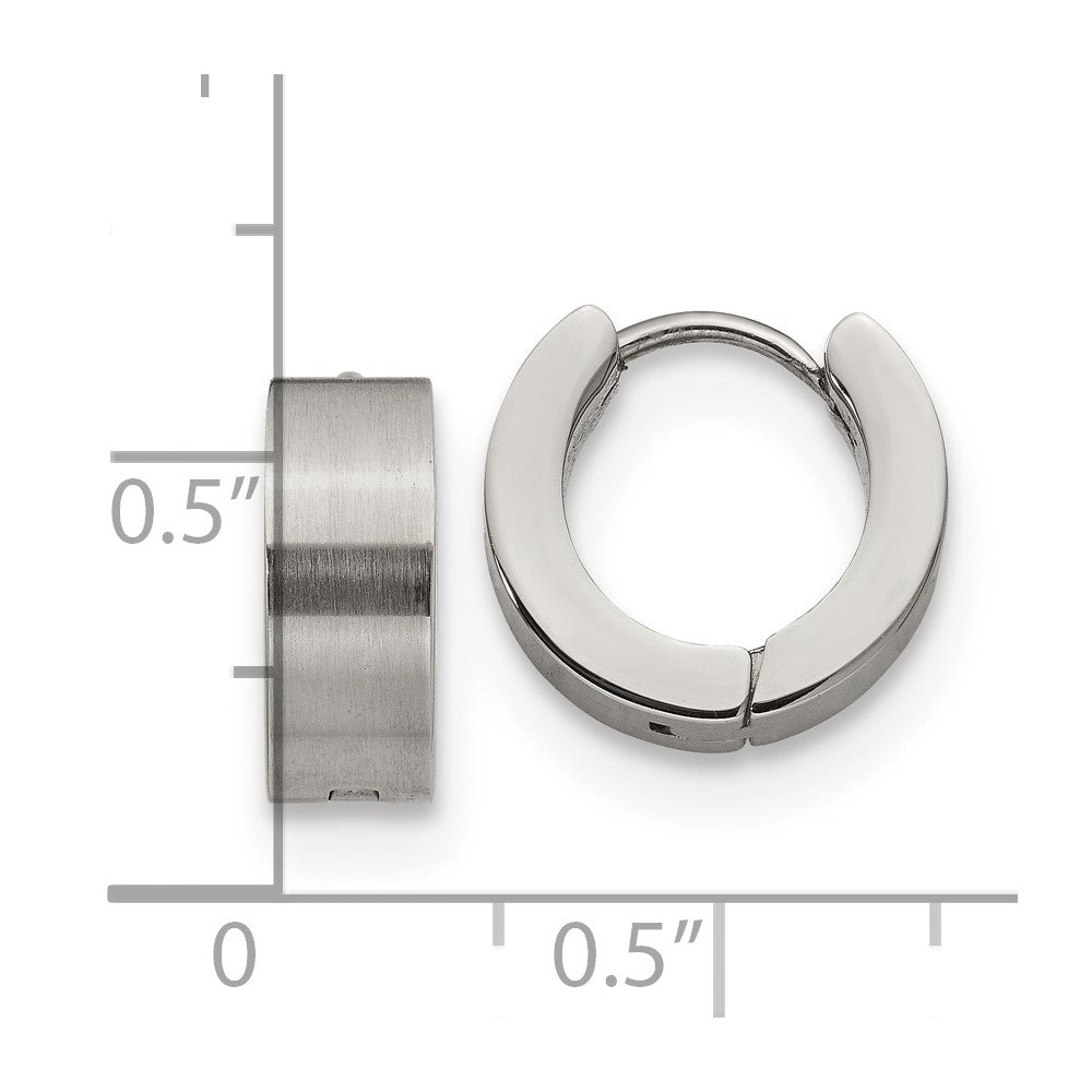 Chisel Stainless Steel Brushed and Polished 5mn Hinged Hoop Earrings