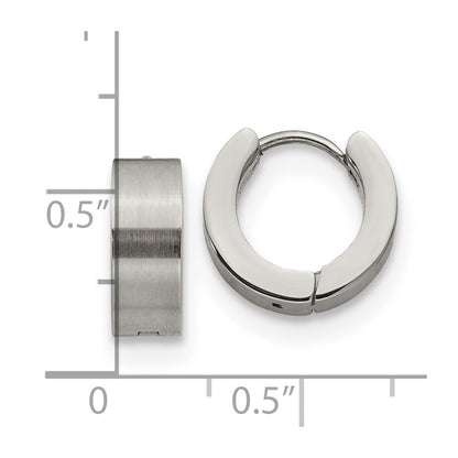 Chisel Stainless Steel Brushed and Polished 5mn Hinged Hoop Earrings