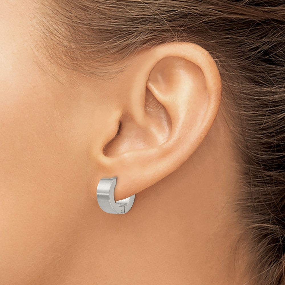 Chisel Stainless Steel Brushed and Polished 6mm Hinged Hoop Earrings