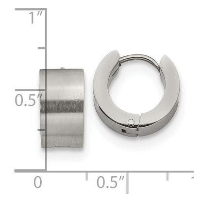 Chisel Stainless Steel Brushed and Polished 7mm Hinged Hoop Earrings
