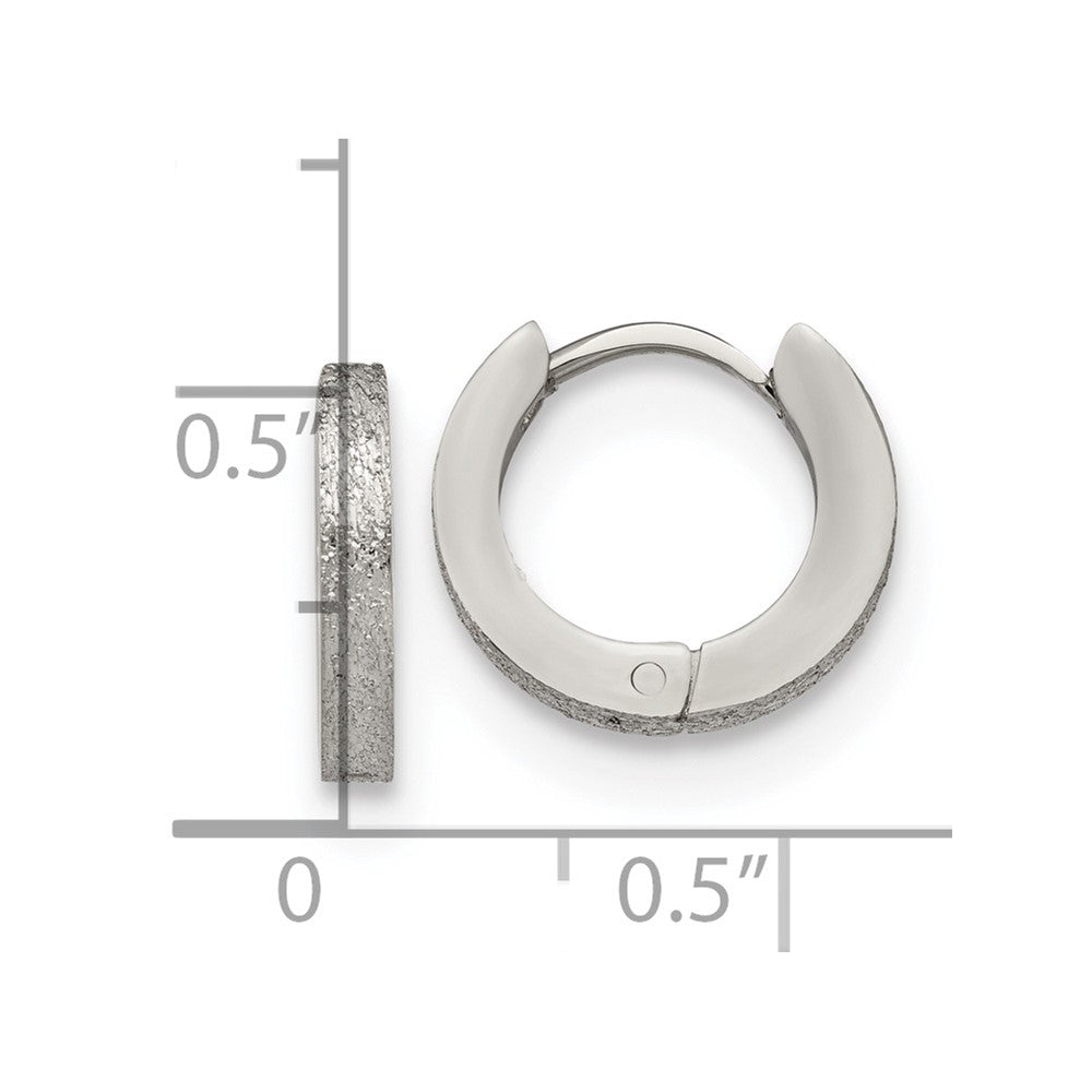Chisel Stainless Steel Polished and Sandblasted 2mm Hinged Hoop Earrings