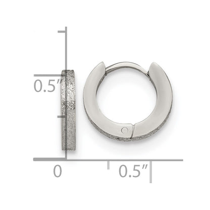 Chisel Stainless Steel Polished and Sandblasted 2mm Hinged Hoop Earrings