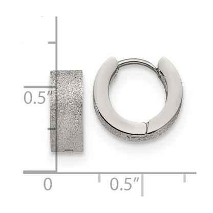 Chisel Stainless Steel Polished and Sandblasted 5mm Hinged Hoop Earrings