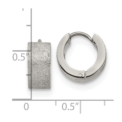 Chisel Stainless Steel Polished and Sandblasted 6mm Hinged Hoop Earrings