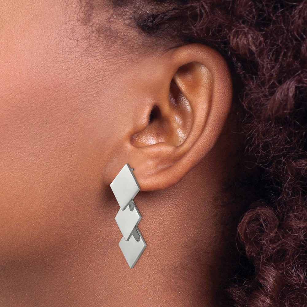 Chisel Stainless Steel Polished Squares Post Dangle Earrings