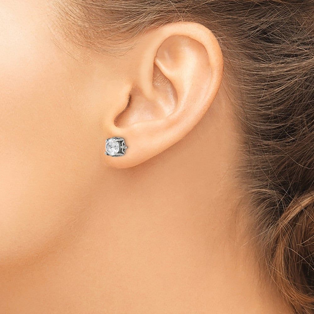 Chisel Stainless Steel Antiqued and Polished CZ Post Earrings