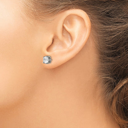 Chisel Stainless Steel Antiqued and Polished CZ Post Earrings