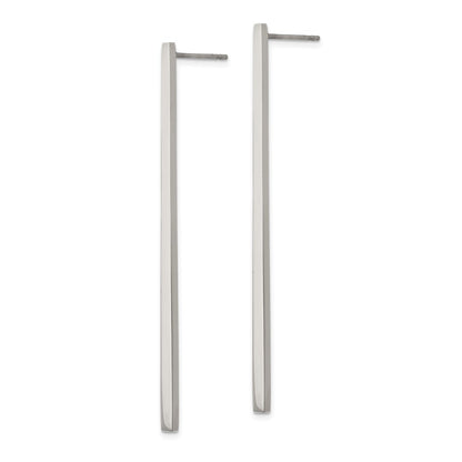 Chisel Stainless Steel Polished Long Bar Post Dangle Earrings
