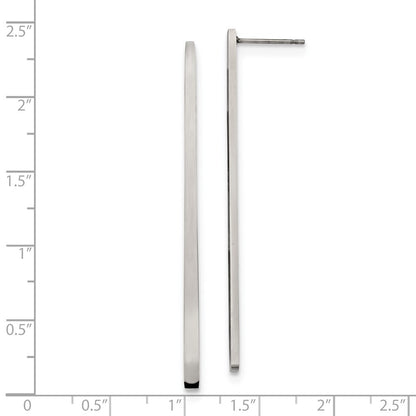 Chisel Stainless Steel Polished Long Bar Post Dangle Earrings