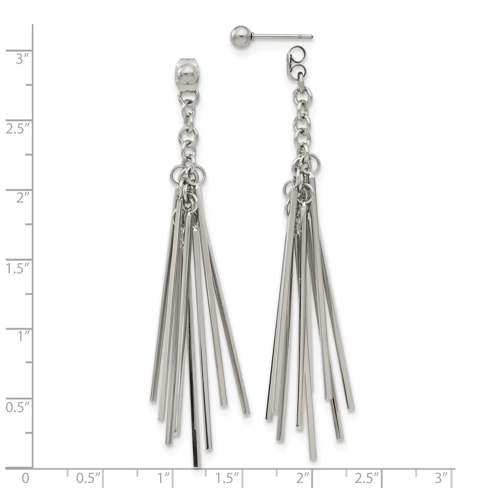 Chisel Stainless Steel Polished Multi Bar Front and Back Post Dangle Earrings