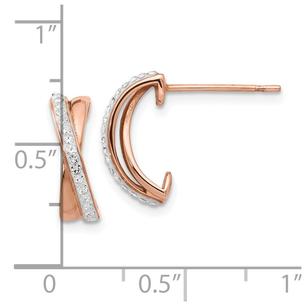 Chisel Stainless Steel Polished Rose IP-plated with Preciosa Crystal Post Earrings
