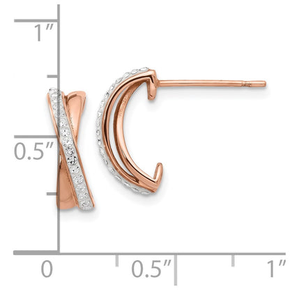 Chisel Stainless Steel Polished Rose IP-plated with Preciosa Crystal Post Earrings