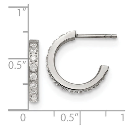 Chisel Stainless Steel Polished with CZ Post Hoop Earrings
