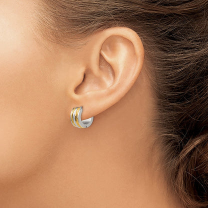Chisel Stainless Steel Polished and Textured Yellow IP-plated 7mm Hinged Hoop Earrings