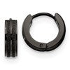 Chisel Stainless Steel Polished Black IP-plated Laser cut 4mm Hinged Hoop Earrings
