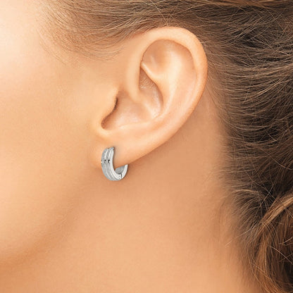 Chisel Stainless Steel Polished Laser cut 4mm Hinged Hoop Earrings