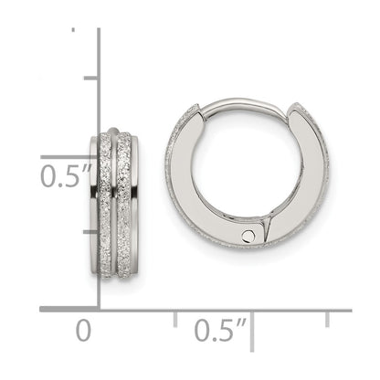 Chisel Stainless Steel Polished Laser cut 4mm Hinged Hoop Earrings