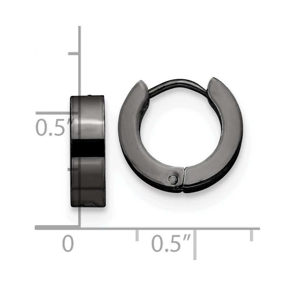 Chisel Stainless Steel Polished Black IP-plated 4mm Hinged Hoop Earrings