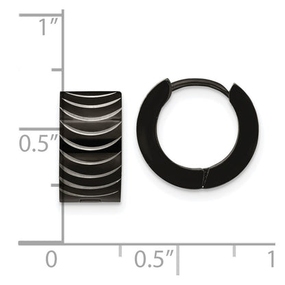 Chisel Stainless Steel Polished Black IP-plated 7mm Hinged Hoop Earrings