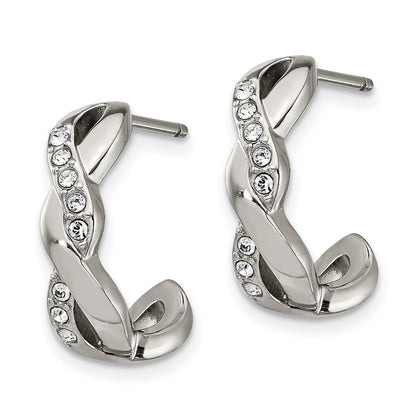 Chisel Stainless Steel Polished with Crystals Post Hoop Earrings