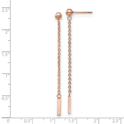 Chisel Stainless Steel Polished Rose IP-plated Bar Post Dangle Earrings