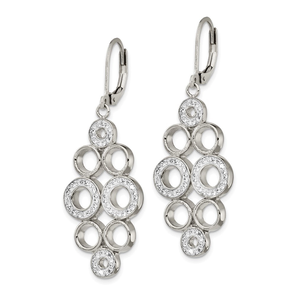 Chisel Stainless Steel Polished with Preciosa Crystal Circles Dangle Leverback Earrings